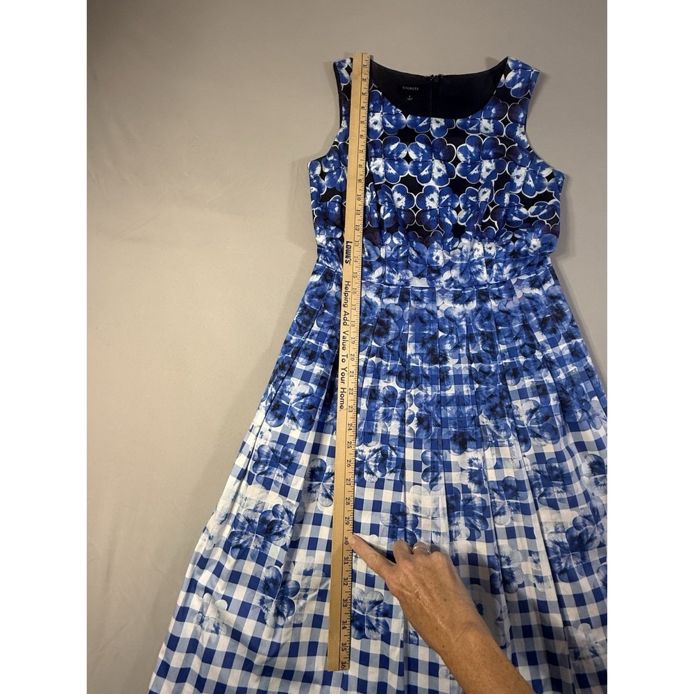 Talbots Women's Sleeveless Knee Length Blue/White Checked Dress Size 2 - Picture 5 of 12